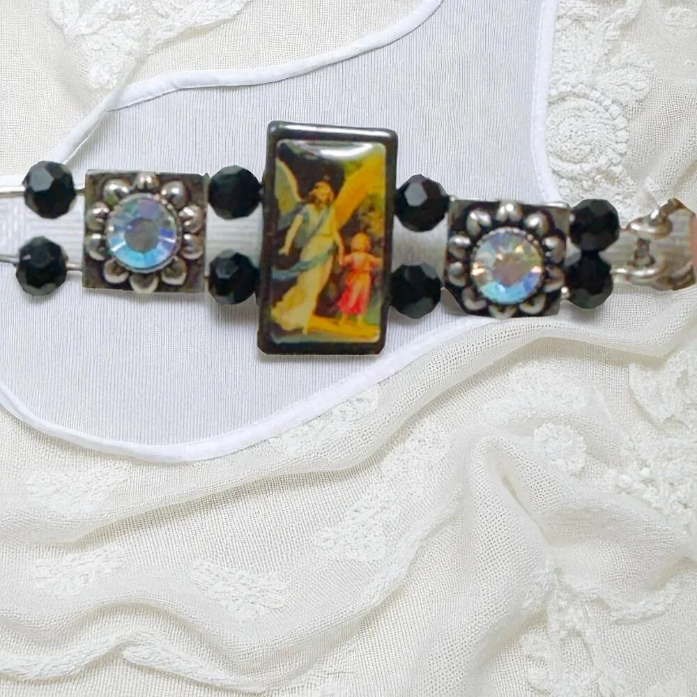 Handcrafted St Teresa Glass Shadow Box Pendant & Artisan Metalwork & Necklace - Picture 8 of 15